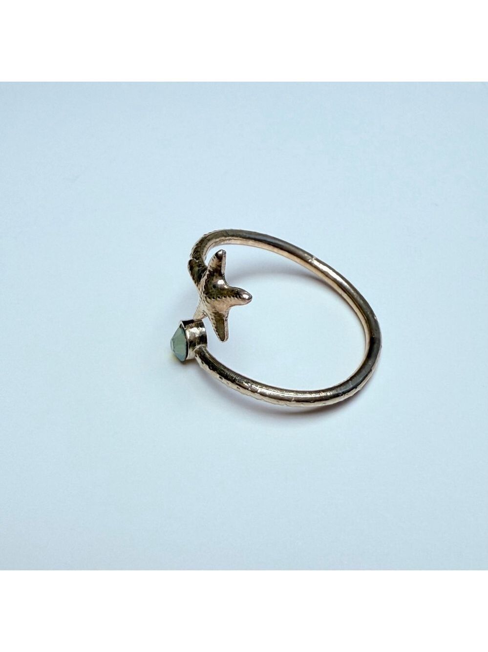 Alex & Ani Sterling Silver Aqua Swarovski Crystal Starfish Adjustable Wrap Ring - Picture 5 of 9